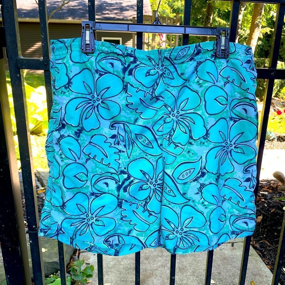 MAD IGUANA swim trunks in teal floral